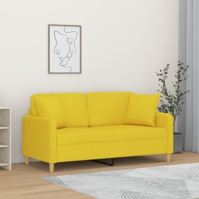 Sofá de 2 plazas con cojines tela amarillo claro 140 cm de , Sofás - Ref: Foro24-3200914, Precio: 238,45 €, Descuento: %