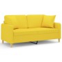 Sofá de 2 plazas con cojines tela amarillo claro 140 cm de , Sofás - Ref: Foro24-3200914, Precio: 238,45 €, Descuento: %