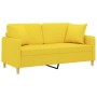 Sofá de 2 plazas con cojines tela amarillo claro 140 cm de , Sofás - Ref: Foro24-3200914, Precio: 237,99 €, Descuento: %