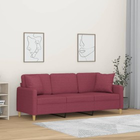 3-seater sofa with red fabric cushions 180 cm by , Sofas - Ref: Foro24-3200923, Price: 295,99 €, Discount: %