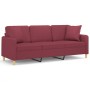 Sofá de 3 plazas con cojines tela rojo tinto 180 cm de , Sofás - Ref: Foro24-3200923, Precio: 295,95 €, Descuento: %