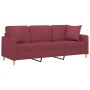 Sofá de 3 plazas con cojines tela rojo tinto 180 cm de , Sofás - Ref: Foro24-3200923, Precio: 295,95 €, Descuento: %