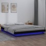 Bed frame with LED in black solid wood 140x200 cm by , Beds and slatted bases - Ref: Foro24-819976, Price: 152,99 €, Discount: %