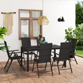 Juego de comedor para jardín 7 piezas negro de , Conjuntos de jardín - Ref: Foro24-3060061, Precio: 555,61 €, Descuento: %