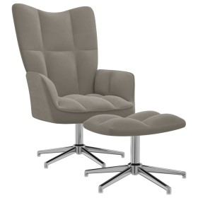 Silla de relajación con reposapiés terciopelo gris claro de , Sillones - Ref: Foro24-328128, Precio: 159,44 €, Descuento: %