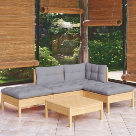 Juego de muebles de jardín 5 pzas y cojines madera pino gris de , Conjuntos de jardín - Ref: Foro24-3096291, Precio: 324,35 €...