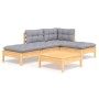 5-piece garden furniture set and gray pine wood cushions by , Garden sets - Ref: Foro24-3096291, Price: 324,99 €, Discount: %