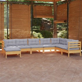 Garden furniture set 8 pieces and cushions solid pine wood by , Garden sets - Ref: Foro24-3096658, Price: 602,99 €, Discount: %