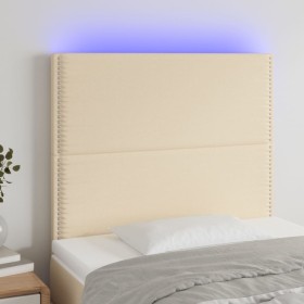 Cabecero con luces LED tela crema 80x5x118/128 cm de , Cabeceros y pies de cama - Ref: Foro24-3122263, Precio: 69,99 €, Descu...