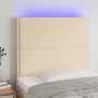 Headboard with LED lights cream fabric 80x5x118/128 cm by , Headboards and footboards - Ref: Foro24-3122263, Price: 70,60 €, ...