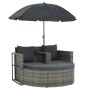 2-seater garden sofa with cushions and gray PE rattan umbrella by vidaXL, Outdoor beds - Ref: Foro24-44478, Price: 421,54 €, ...