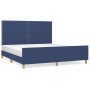 Estructura de cama con cabecero de tela azul 160x200 cm de , Camas y somieres - Ref: Foro24-3124990, Precio: 233,99 €, Descue...