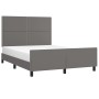 Bed frame with headboard gray synthetic leather 140x200cm by , Beds and slatted bases - Ref: Foro24-3125516, Price: 235,16 €,...