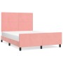 Estructura de cama con cabecero de terciopelo rosa 140x200 cm de , Camas y somieres - Ref: Foro24-3125701, Precio: 224,47 €, ...