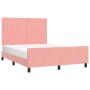 Pink velvet bed frame with headboard 140x200 cm by , Beds and slatted bases - Ref: Foro24-3125701, Price: 221,26 €, Discount: %