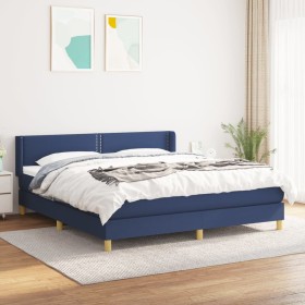 Cama box spring con colchón tela azul 160x200 cm de , Camas y somieres - Ref: Foro24-3130207, Precio: 503,99 €, Descuento: %