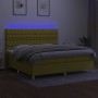 Cama box spring colchón y luces LED tela verde 200x200 cm de , Camas y somieres - Ref: Foro24-3135708, Precio: 675,34 €, Desc...