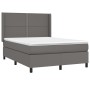 Box spring bed with mattress and LED gray synthetic leather 140x200 cm by , Beds and slatted bases - Ref: Foro24-3139329, Pri...