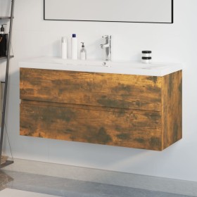 Mueble de baño con lavabo madera contrachapada roble ahumado de , Tocadores de baño - Ref: Foro24-3152888, Precio: 320,66 €, ...