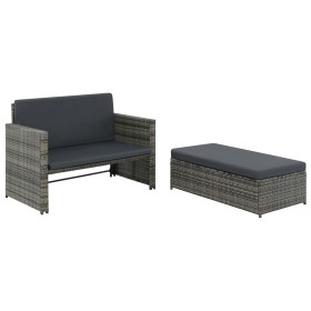 2-teiliges Gartenmöbel-Set und graue synthetische Rattankissen von vidaXL, Outdoor-Sofas - Ref: Foro24-44483, Preis: 337,83 €...