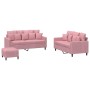 Pink velvet 3-piece sofa set with cushions by , Sofas - Ref: Foro24-3201713, Price: 519,16 €, Discount: %