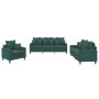 Dark green velvet 3-piece sofa set with cushions by , Sofas - Ref: Foro24-3201682, Price: 671,37 €, Discount: %