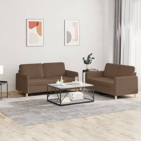 Sofa set with cushions 2 pieces brown fabric by , Sofas - Ref: Foro24-3202089, Price: 447,11 €, Discount: %