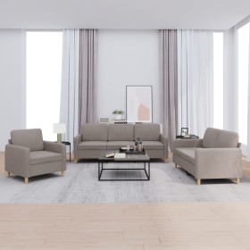 Sofa set with cushions 3 pieces taupe gray fabric by , Sofas - Ref: Foro24-3202061, Price: 651,99 €, Discount: %