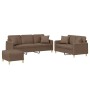 Sofa set with cushions 3 pieces brown fabric by , Sofas - Ref: Foro24-3202145, Price: 577,28 €, Discount: %