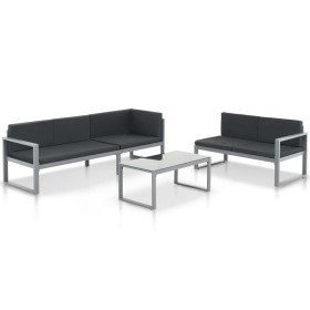 Garden furniture set with cushions 3 pieces black aluminum by vidaXL, Garden sets - Ref: Foro24-44448, Price: 378,50 €, Disco...