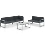 Garden furniture set with cushions 3 pieces black aluminum by vidaXL, Garden sets - Ref: Foro24-44448, Price: 379,13 €, Disco...