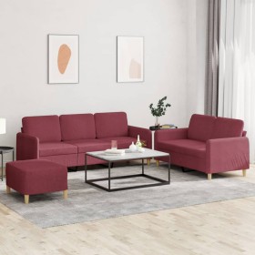 Sofa set with cushions 3 pieces red fabric by , Sofas - Ref: Foro24-3202132, Price: 551,99 €, Discount: %