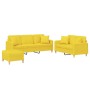 Juego de sofás con cojines 3 piezas tela amarillo claro de , Sofás - Ref: Foro24-3202147, Precio: 554,46 €, Descuento: %