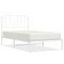 Metal bed frame with white headboard 100x200 cm by , Beds and slatted bases - Ref: Foro24-373931, Price: 64,92 €, Discount: %