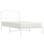 Metal bed frame with white headboard 100x200 cm by , Beds and slatted bases - Ref: Foro24-373931, Price: 64,92 €, Discount: %