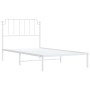 Metal bed frame with white headboard 100x200 cm by , Beds and slatted bases - Ref: Foro24-373931, Price: 64,92 €, Discount: %