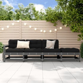 Garden furniture set 4 pieces solid gray pine wood by , Modular outdoor sofas - Ref: Foro24-825536, Price: 229,99 €, Discount: %