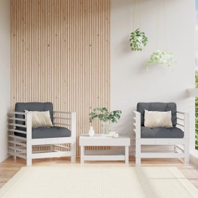 Garden armchairs 2 units solid white pine wood by , Modular outdoor sofas - Ref: Foro24-825626, Price: 129,99 €, Discount: %