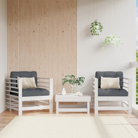 Gartensessel 2 Einheiten aus massivem weißem Kiefernholz von , Modulare Sofas für den Außenbereich - Ref: Foro24-825626, Prei...