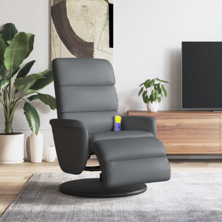 Sillón reclinable de masaje con reposapiés cuero sintético gris de , Sillones - Ref: Foro24-356727, Precio: 278,99 €, Descuen...