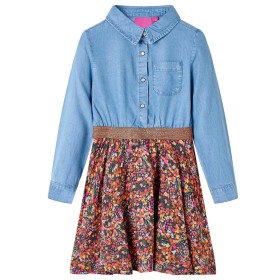 Langärmliges Kinderkleid in Marineblau und Denim, Größe 92 von , Kinderkleider - Ref: Foro24-14119, Preis: 19,99 €, Rabatt: %