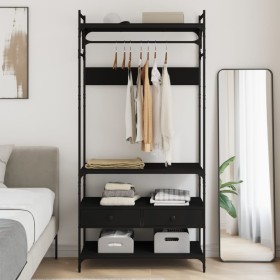 Engineered wood black cabinet with drawers 89x39x184.5 cm by , Wardrobes - Ref: Foro24-838953, Price: 122,33 €, Discount: %