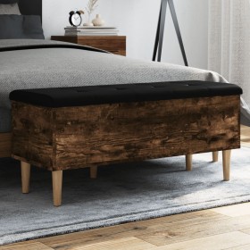 Engineered wood storage bench smoked oak 102x42x46 cm by , Benches for halls and storage - Ref: Foro24-835086, Price: 92,25 €...