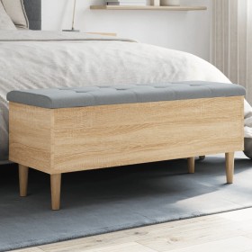 Bank mit Stauraum aus Sonoma-Eiche, 102 x 42 x 46 cm von , Bänke für Hallen und Lager - Ref: Foro24-835084, Preis: 104,99 €, ...