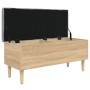 Banco con almacenaje madera ingeniería roble Sonoma 102x42x46cm de , Bancos para recibidores y almacenamiento - Ref: Foro24-8...