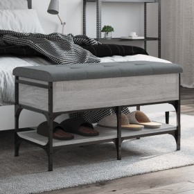 Sonoma gray engineered wood shoe bench 82x42x45 cm by , Benches for halls and storage - Ref: Foro24-835195, Price: 79,12 €, D...