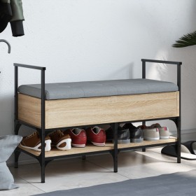 Shoe bench engineered wood Sonoma oak 85.5x42x57.5cm by , Benches for halls and storage - Ref: Foro24-835230, Price: 80,11 €,...