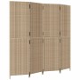 Biombo de 4 paneles ratán sintético beige de , Divisores de ambientes - Ref: Foro24-365347, Precio: 204,65 €, Descuento: %