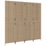 Biombo de 4 paneles ratán sintético beige de , Divisores de ambientes - Ref: Foro24-365347, Precio: 204,65 €, Descuento: %