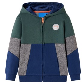 Dunkelgrüner Kinder-Hoodie mit Reißverschluss 128 von , Kinder-T-Shirts - Ref: Foro24-13087, Preis: 18,30 €, Rabatt: %